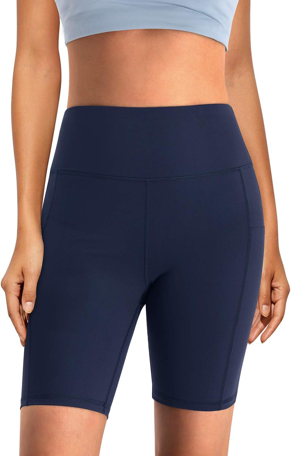 Biker Shorts Women High Waist Yoga Shorts with Pockets Non See-Through Workout Running Shorts