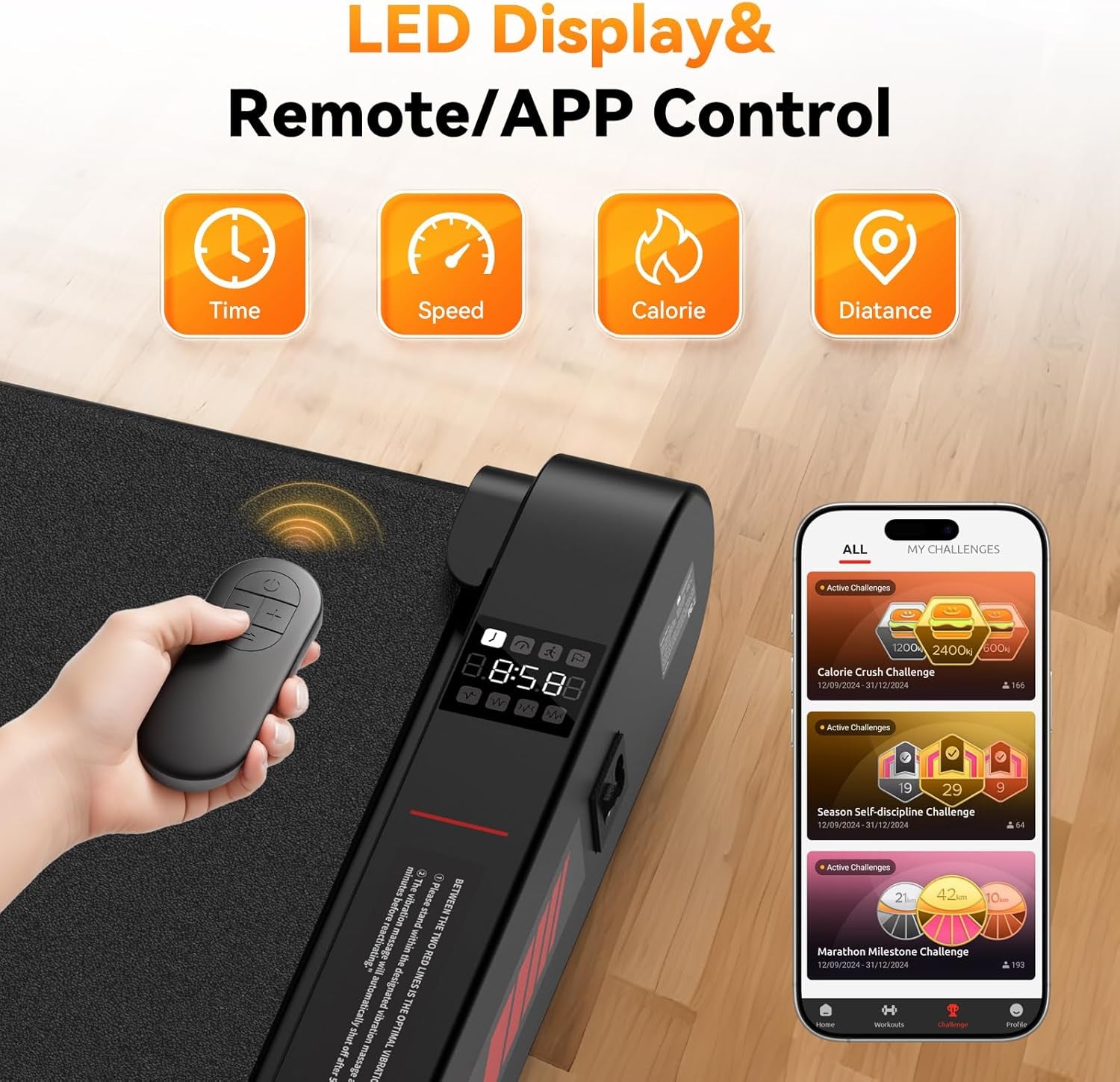 4 in 1 Walking Vibration Pad Treadmill, Walking Treadmill Pad for Home with Remote Control and APP