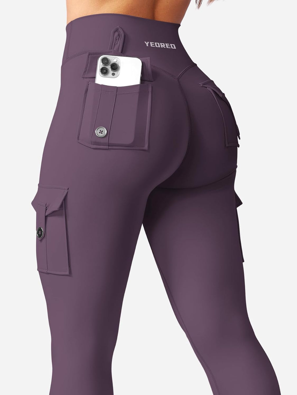 Workout Cargo Leggings with Pockets for Women No Front Seam Hidden Scrunch Hedda Leggings Compression Gym Yoga Pants