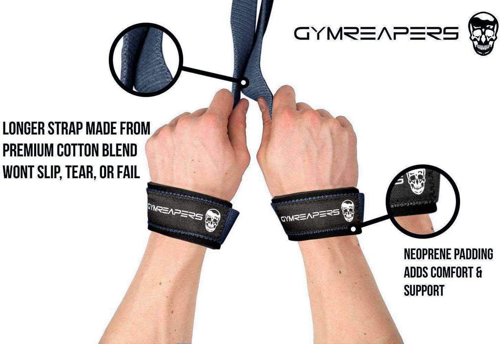 Lifting Wrist Straps for Weightlifting, Bodybuilding, Powerlifting, Strength Training, & Deadlifts - Padded Neoprene with 18 Inch Cotton