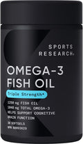 Triple Strength Omega 3 Fish Oil - Burpless Fish Oil Supplement W/Epa & DHA Fatty Acids from Wild Alaskan Pollock - Heart, Brain & Immune Support for Men & Women - 1250 Mg, 30 Ct