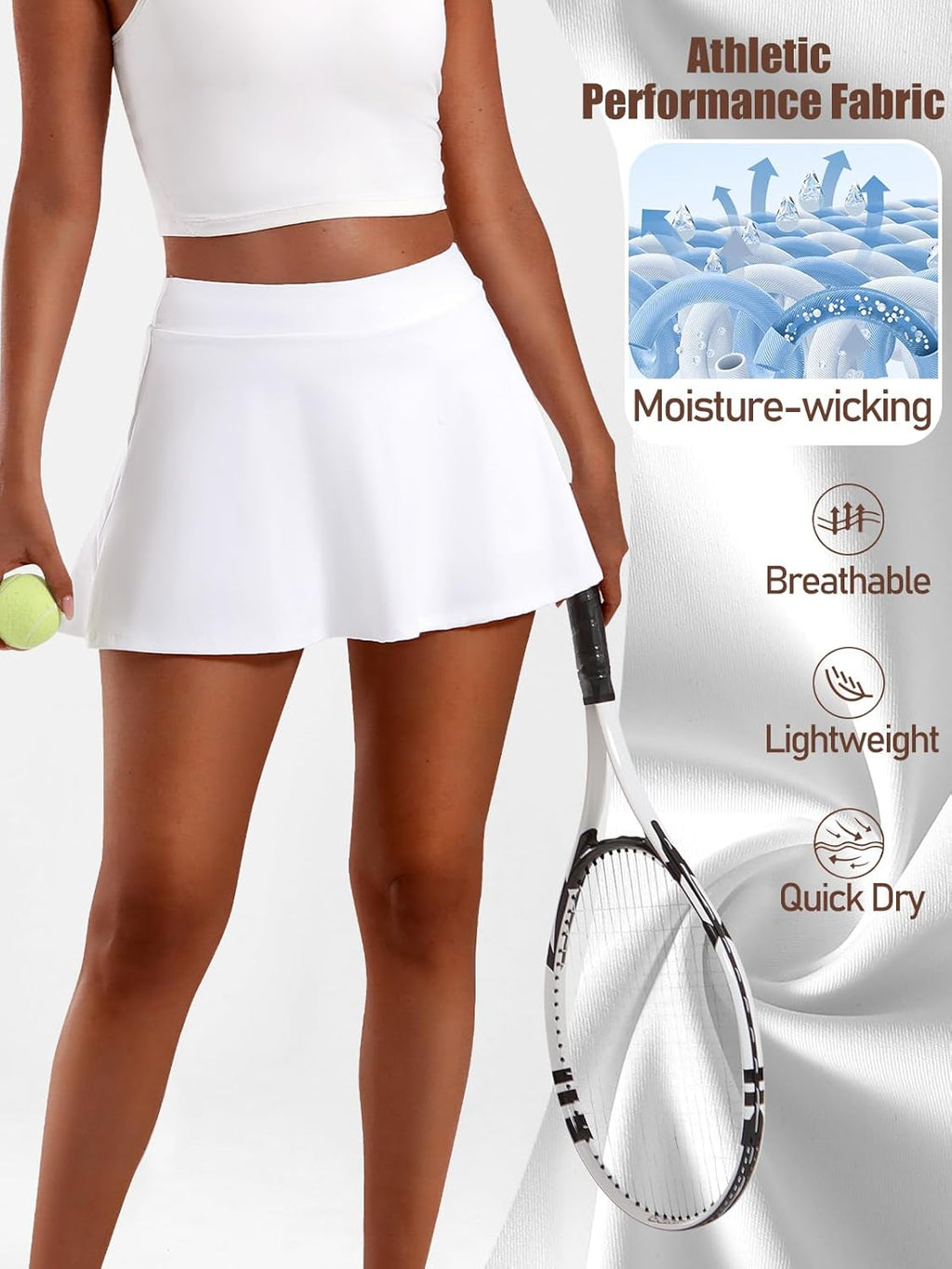 Tennis Skirt for Women Golf Skort High Waisted Pleated Athletic Skirt with Shorts Pocket Workout Running Pickleball