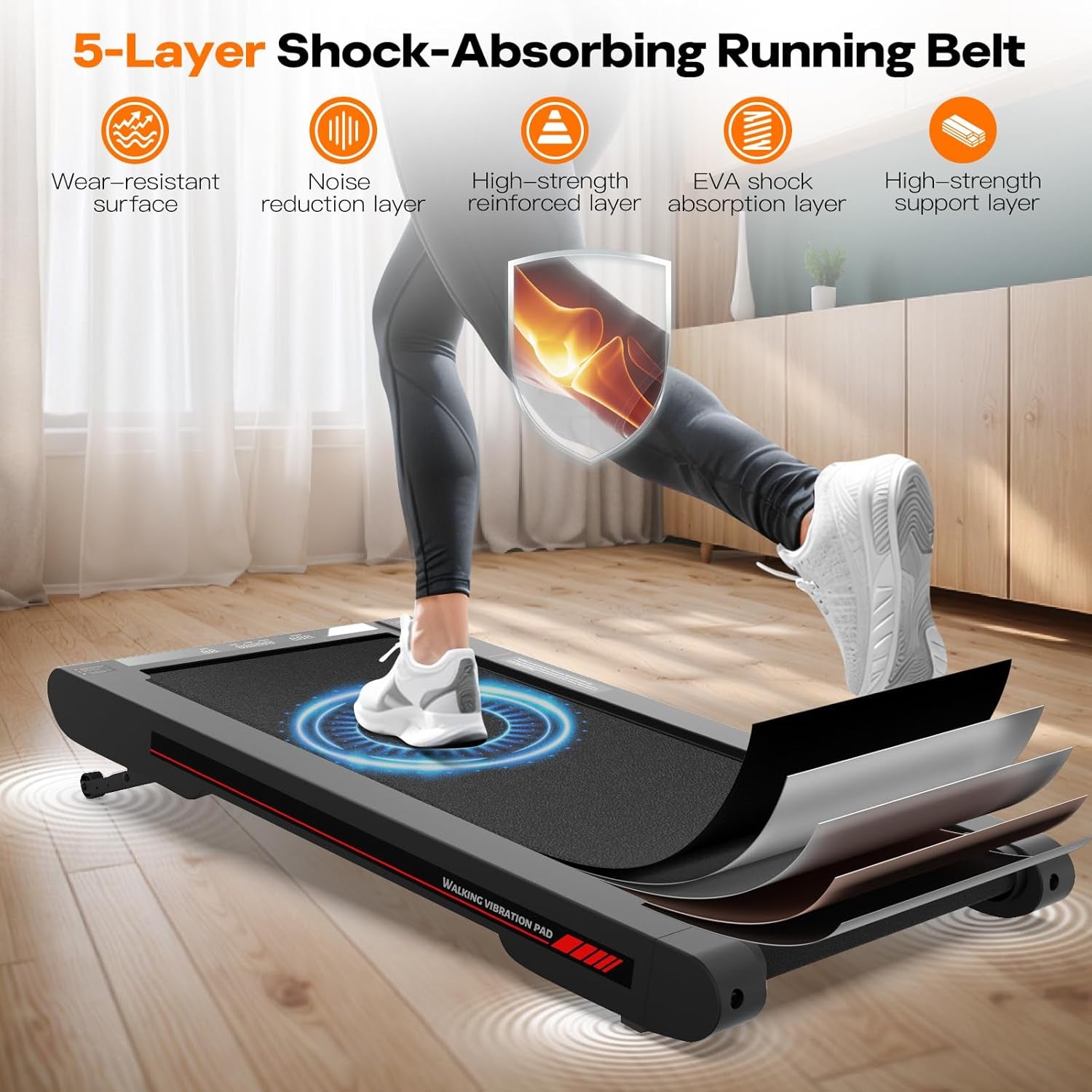 4 in 1 Walking Vibration Pad Treadmill, Walking Treadmill Pad for Home with Remote Control and APP