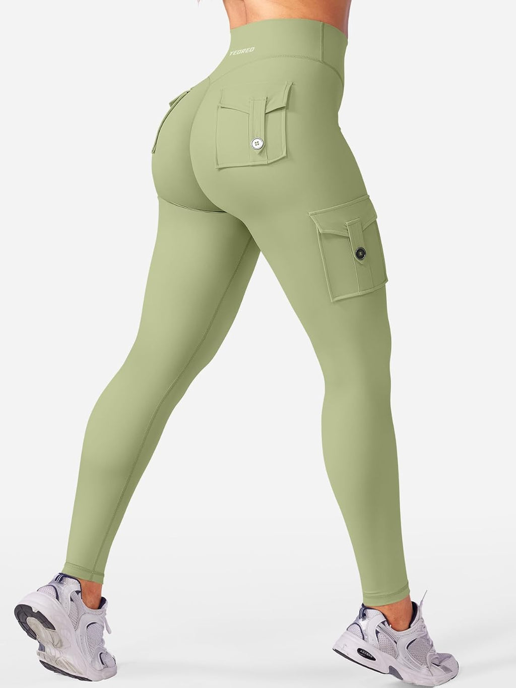 Workout Cargo Leggings with Pockets for Women No Front Seam Hidden Scrunch Hedda Leggings Compression Gym Yoga Pants