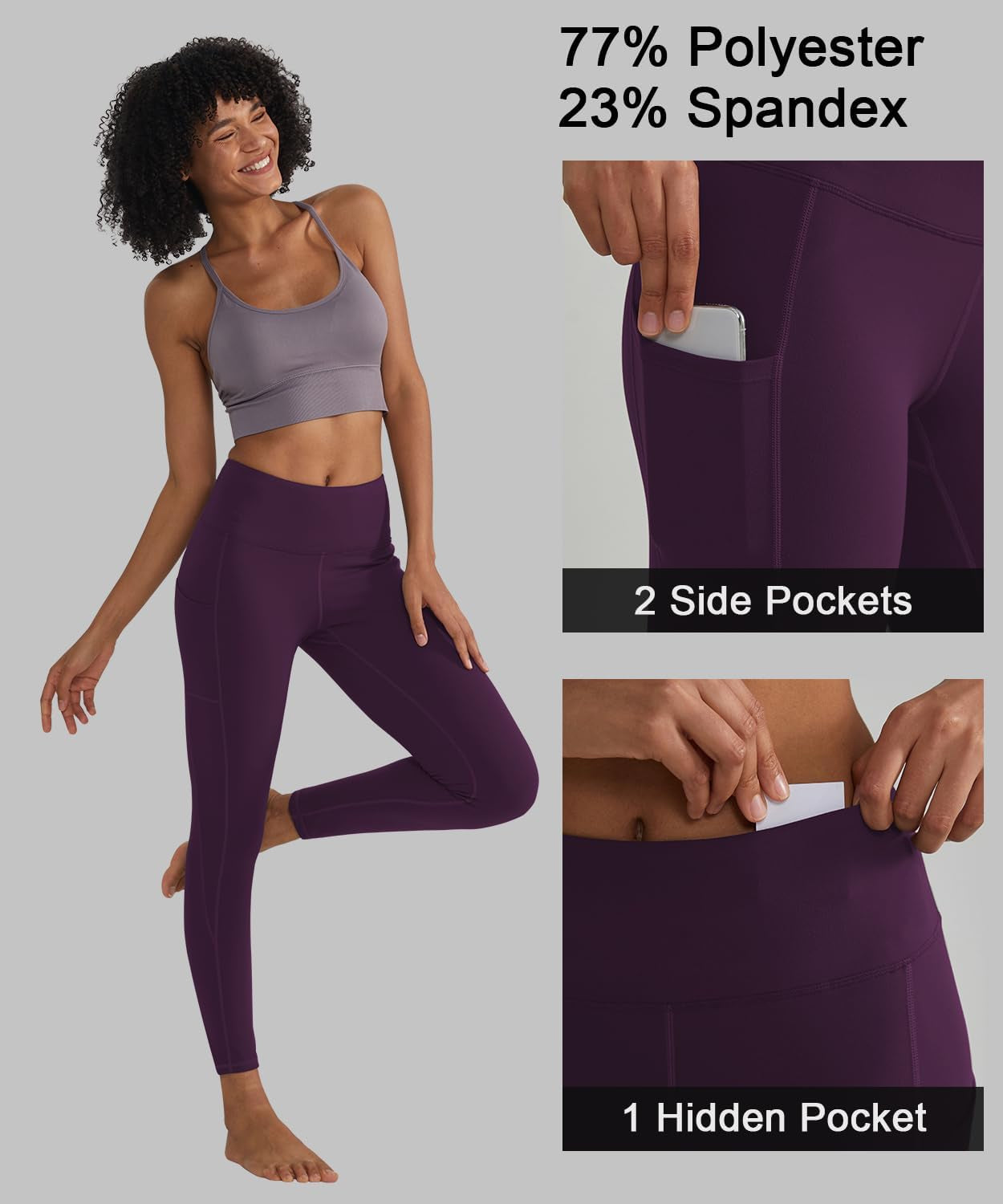 Leggings for Women with 3 Pockets Buttery Soft High Waisted Yoga Pants Non-See-Through Full-Length Tights