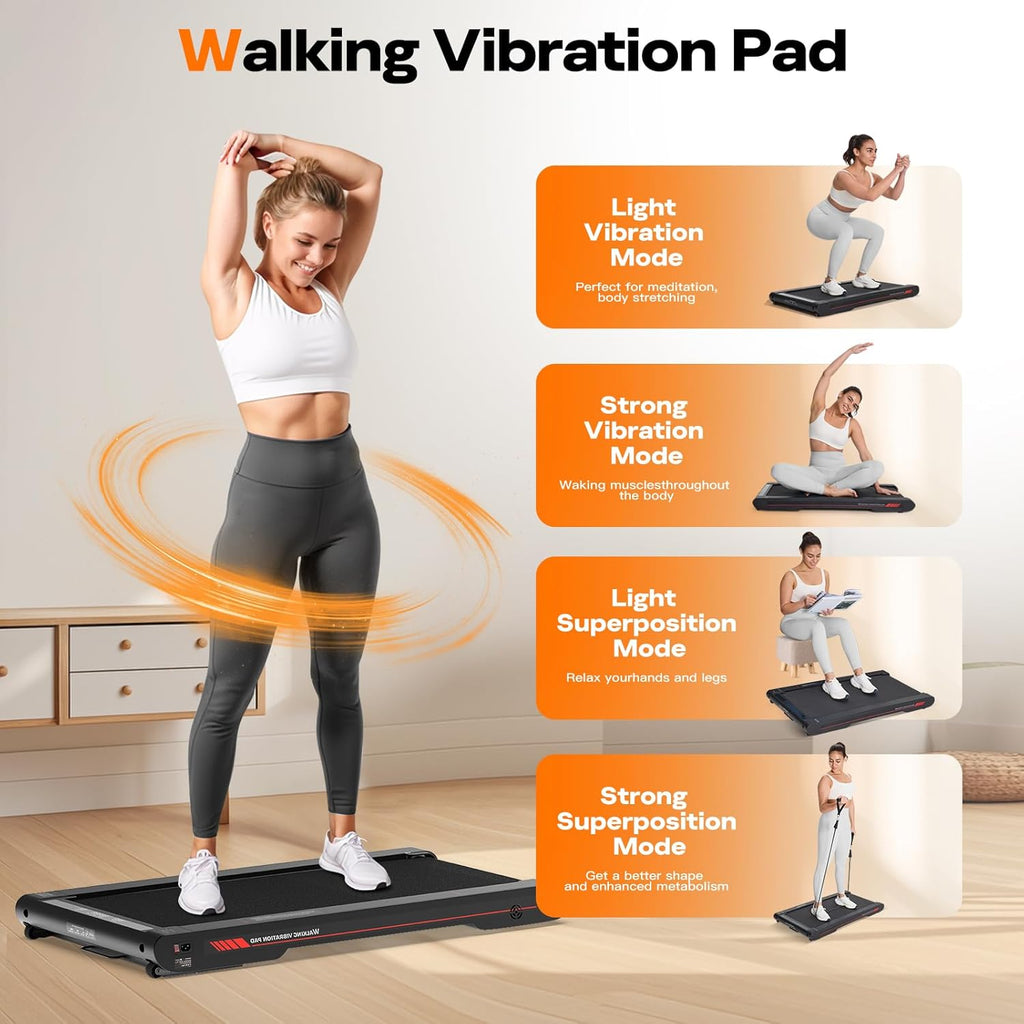 4 in 1 Walking Vibration Pad Treadmill, Walking Treadmill Pad for Home with Remote Control and APP