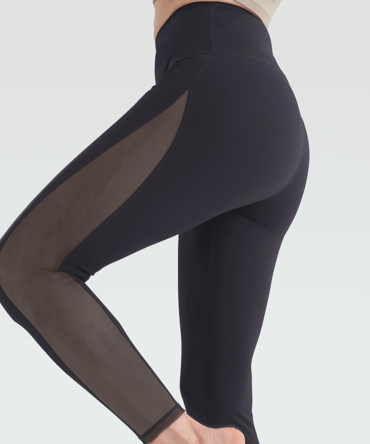 Leggings for Women Mesh Yoga Pants with Pockets Gym Workout Running