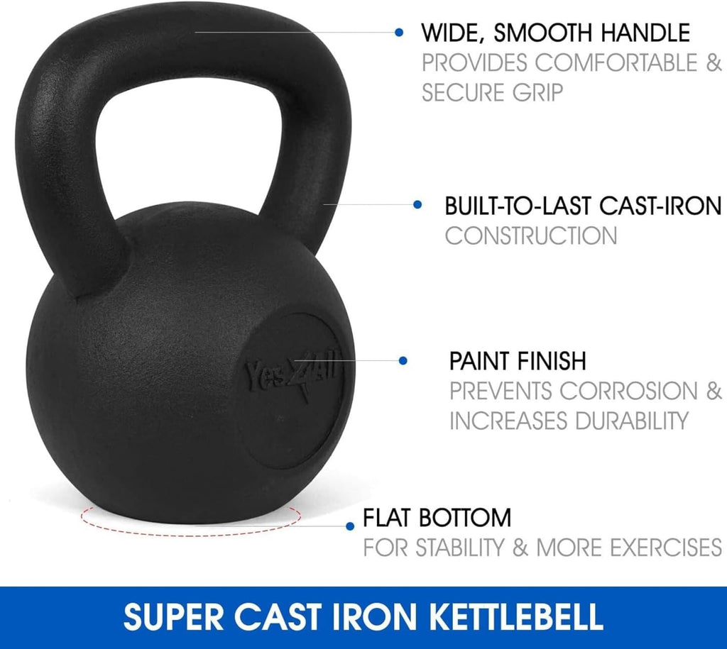 5-50 Lbs Cast Iron Kettlebell for Dumbbell Weights Exercises, Gym, Full Body Home Workout Equipment, Push Up, Grip and Strength Training