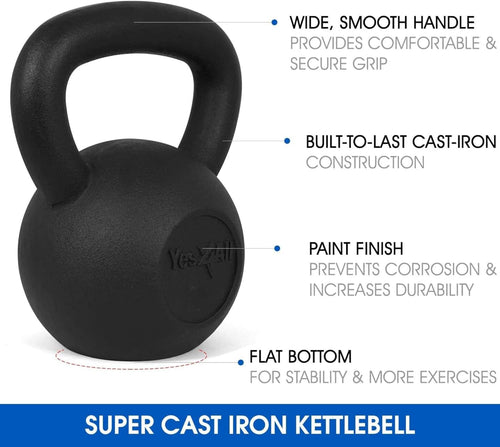 5-50 Lbs Cast Iron Kettlebell for Dumbbell Weights Exercises, Gym, Full Body Home Workout Equipment, Push Up, Grip and Strength Training