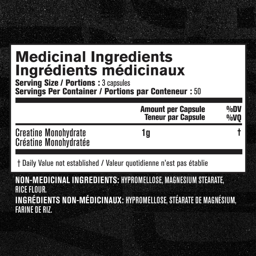 Creatine Monohydrate Capsules - Canadian-Owned Supplement for Muscle Growth, Increased Strength, Enhanced Energy Output, and Improved Athletic Performance - 150 Pills