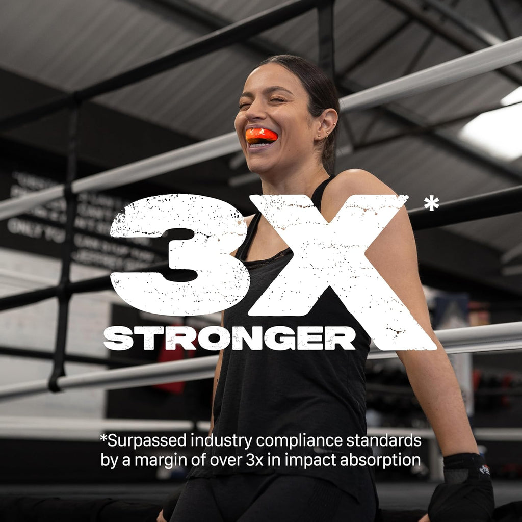 Mouthguard Strapless Slim Fit, Adults and Junior with Case for Boxing, Basketball, Football, MMA, Martial Arts, Hockey and All Contact Sports (Adults (12+ Years), Orange)