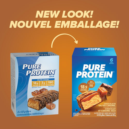 Bars - Nutritious, Gluten Free Bar, Made with Whey Protein Blend - Low Sugar, Protein Snack. Deliciously Satisfying. Made in Canada, Chocolate Salted Caramel (Pack of 6)