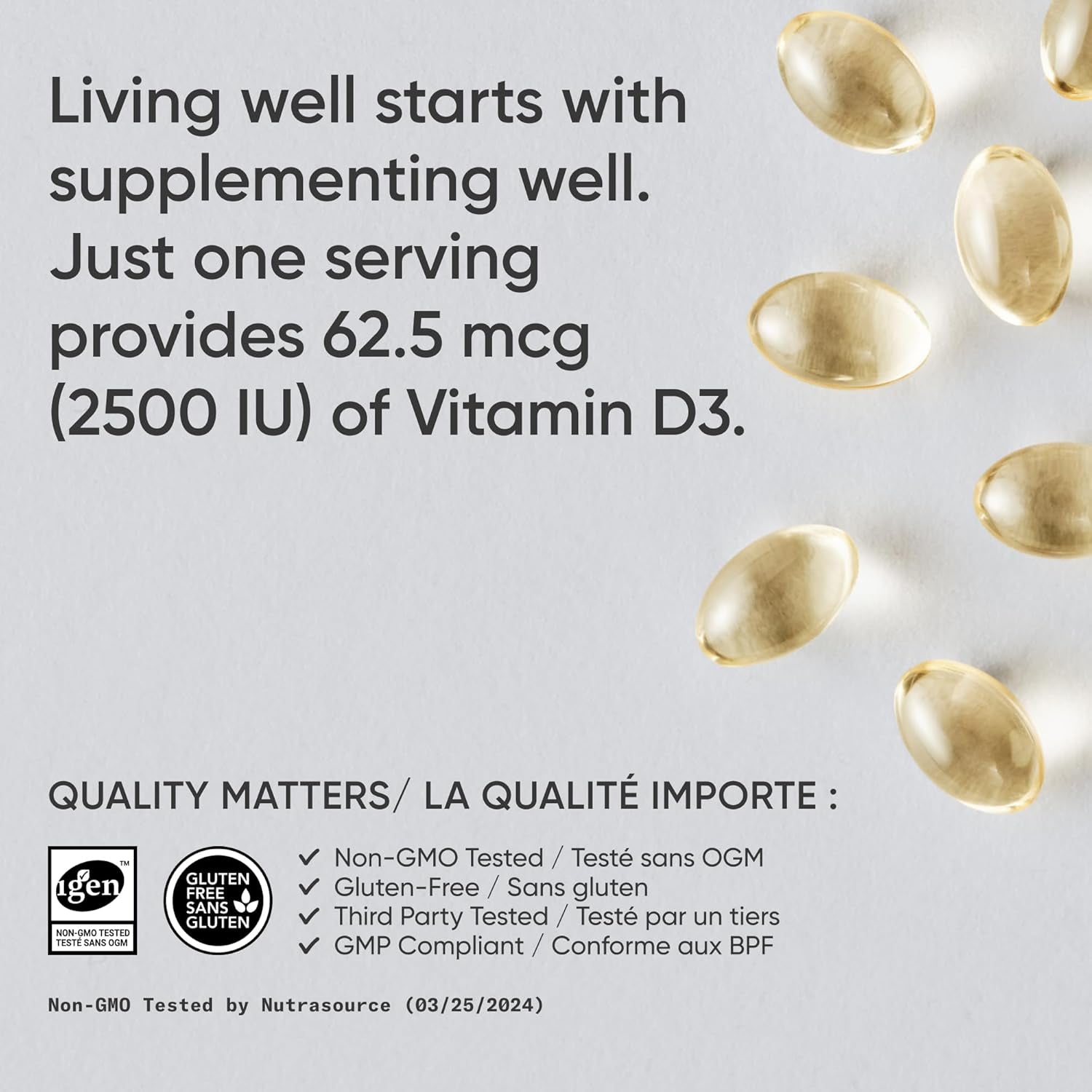 ® Vitamin D3 2500 IU with Coconut MCT Oil - High Potency Vitamin D Supplement for Immune & Bone Support - Non-Gmo Verified, Gluten & Soy Free – 62.5Mcg, 360 Liquid Softgels