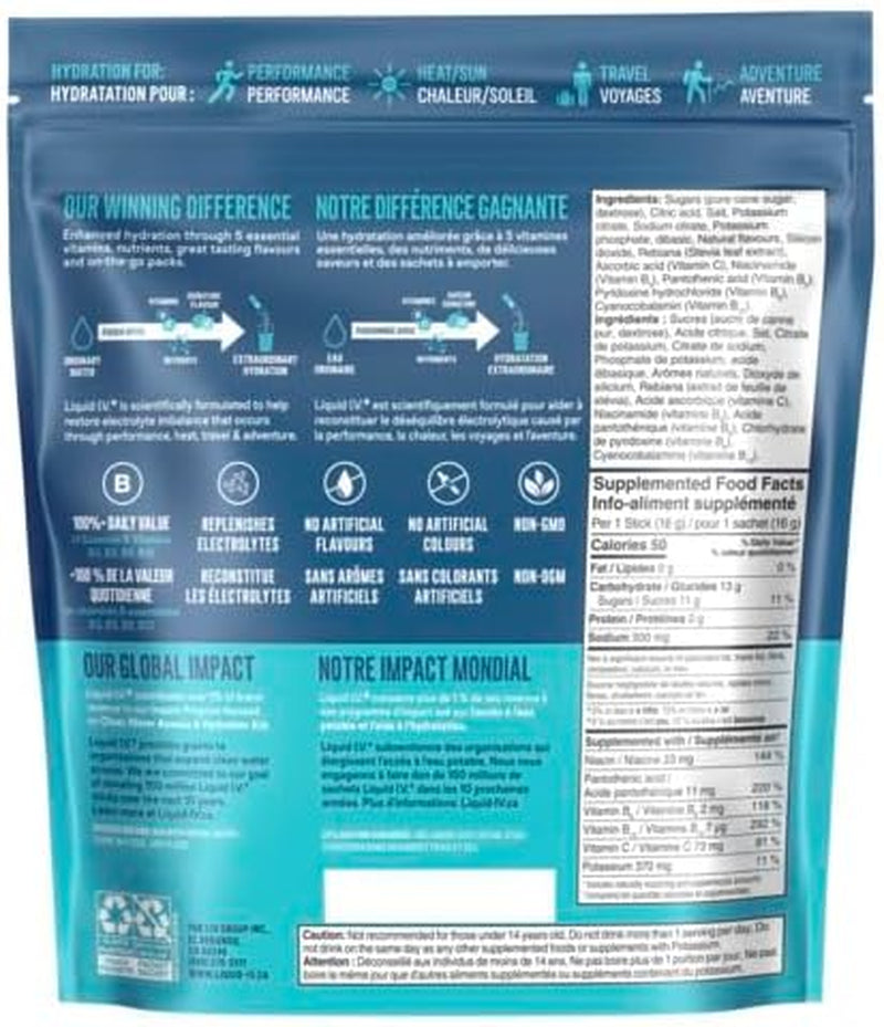 Hydration Multiplier Electrolyte Drink Mix - Enhanced Hydration Electrolyte Powder with Vitamins B3, B5, B6, B12 and C -18X On-The-Go Sticks for Workout and Travel - Tropical Punch