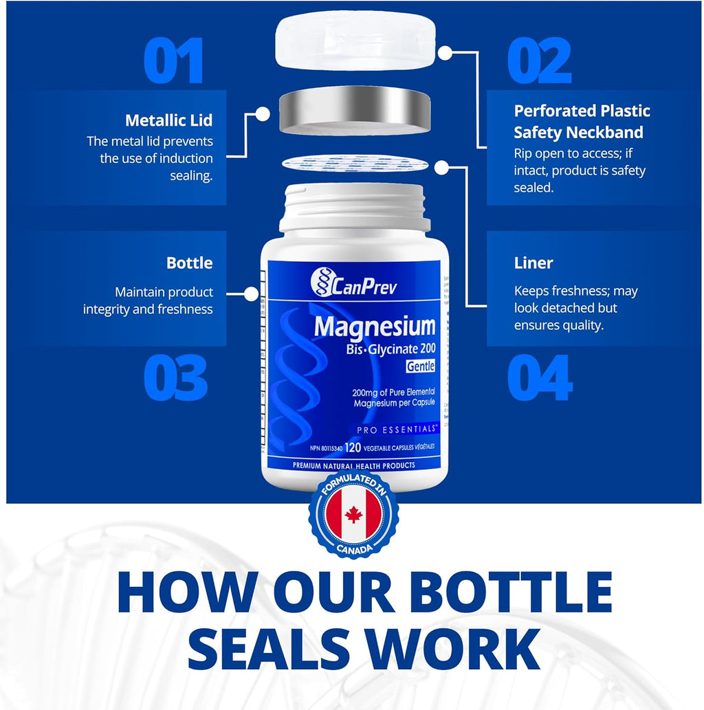 Magnesium Bis-Glycinate Gentle 200Mg, 120 V-Caps 120-Day Supply - Pure Elemental Magnesium Supplement, Supports Bone and Muscle Function, Gentle on Stomach, Perfect for Daily Magnesium Needs