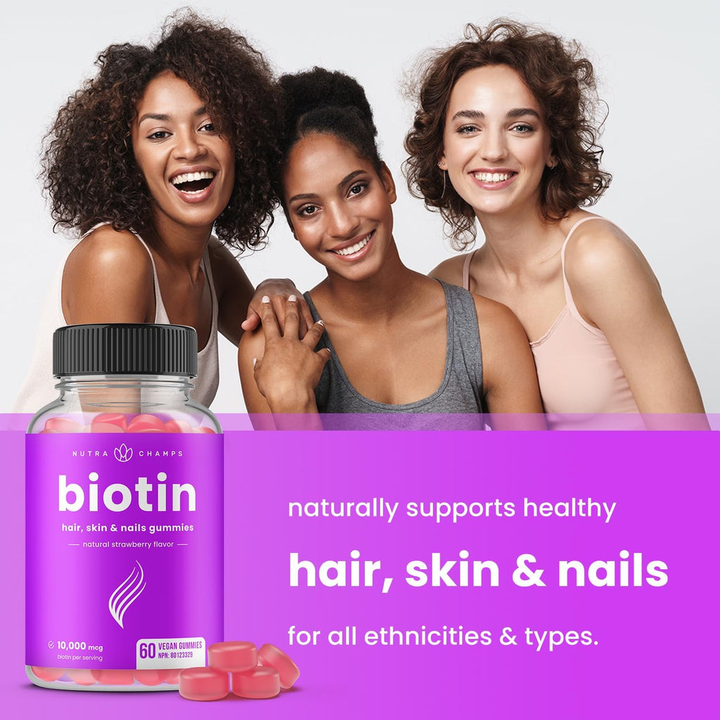 Biotin Gummies 10,000Mcg per Serving | Healthy Hair, Skin & Nails Vitamin Gummies for Women & Men | Chewable Biotin Supplement | Vegan & Non-Gmo | 120 Gummies | 5000Mcg per Gummy