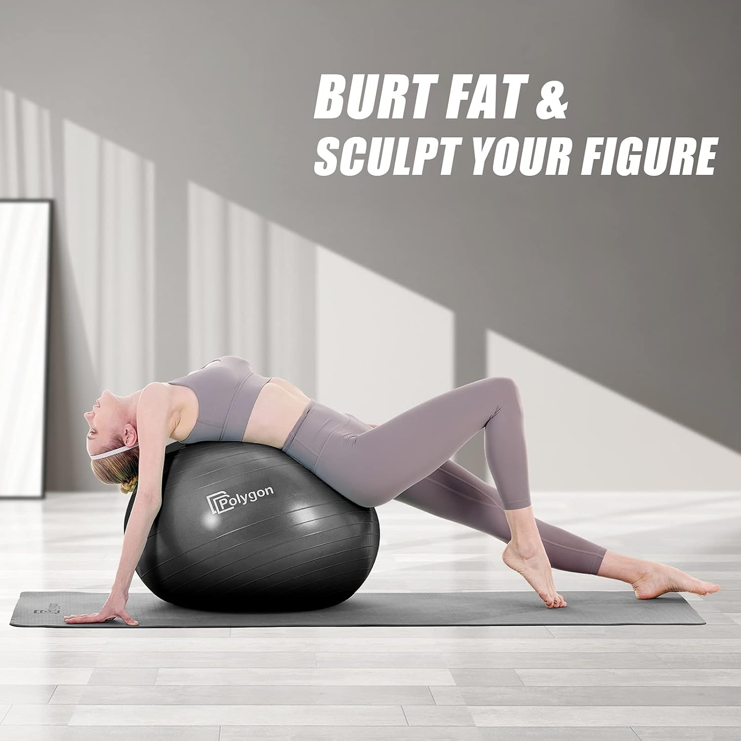 Exercise Ball, Professional Grade Anti-Burst Balance Ball for Yoga, Birthing, Stability, Core Exercise, Fitness, Workout Guide Included