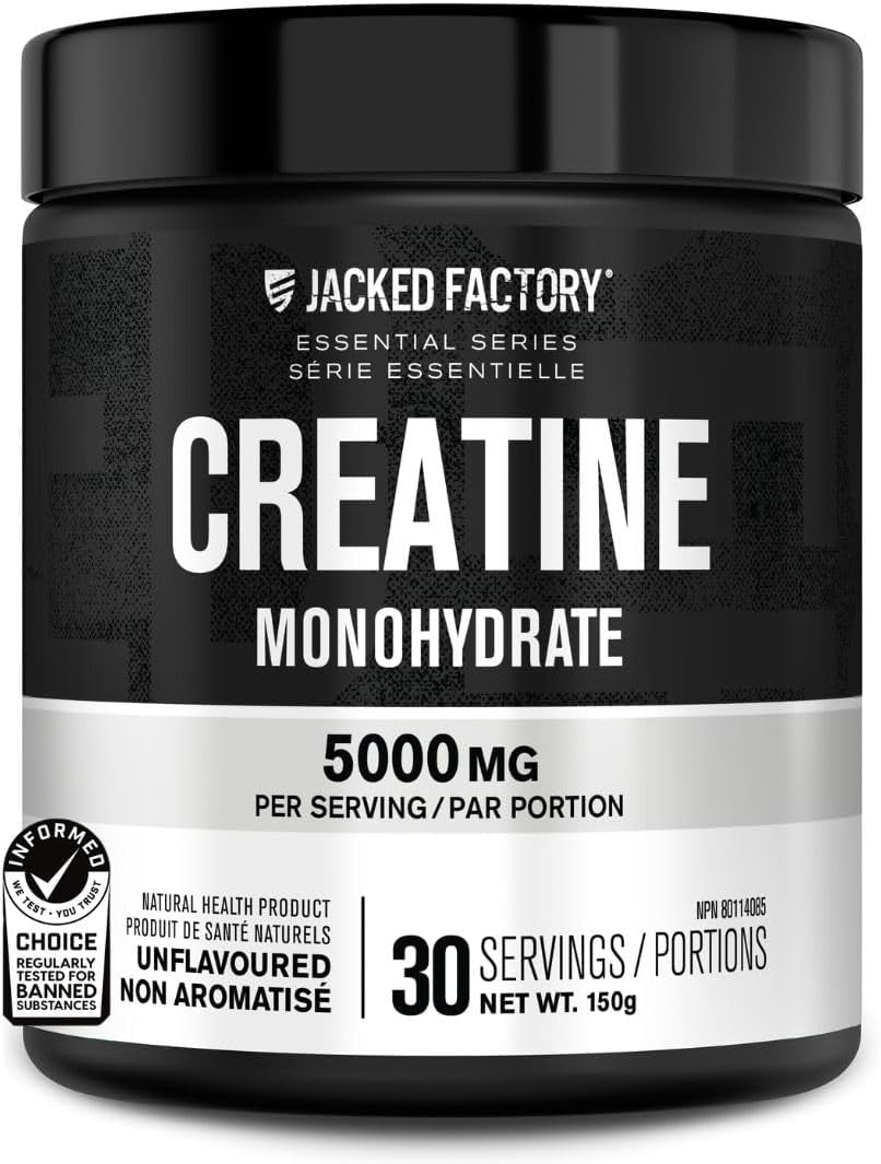 Creatine Monohydrate Powder 150G - Canadian-Owned Informed Choice Certified Supplement for Increased Muscle Mass*, Improved Strength, Power, & Performance** - 30 Servings, Unflavored