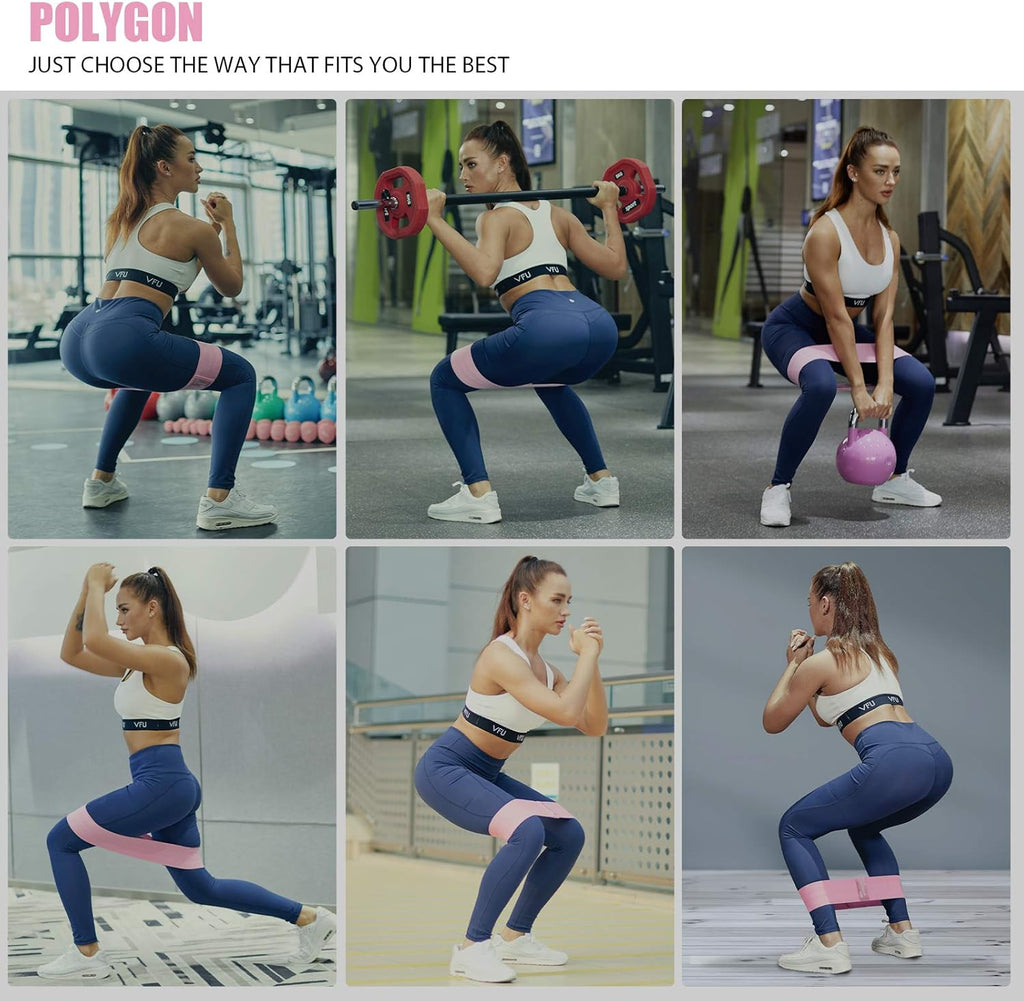 Resistance Exercise Bands,  Fabric Non Slip Hip Bands for Squats, Legs, Butt, Thigh and Hip Workout, Thick Wide Fitness Loop for Men & Women. Workout Guide Included (Set of 3)
