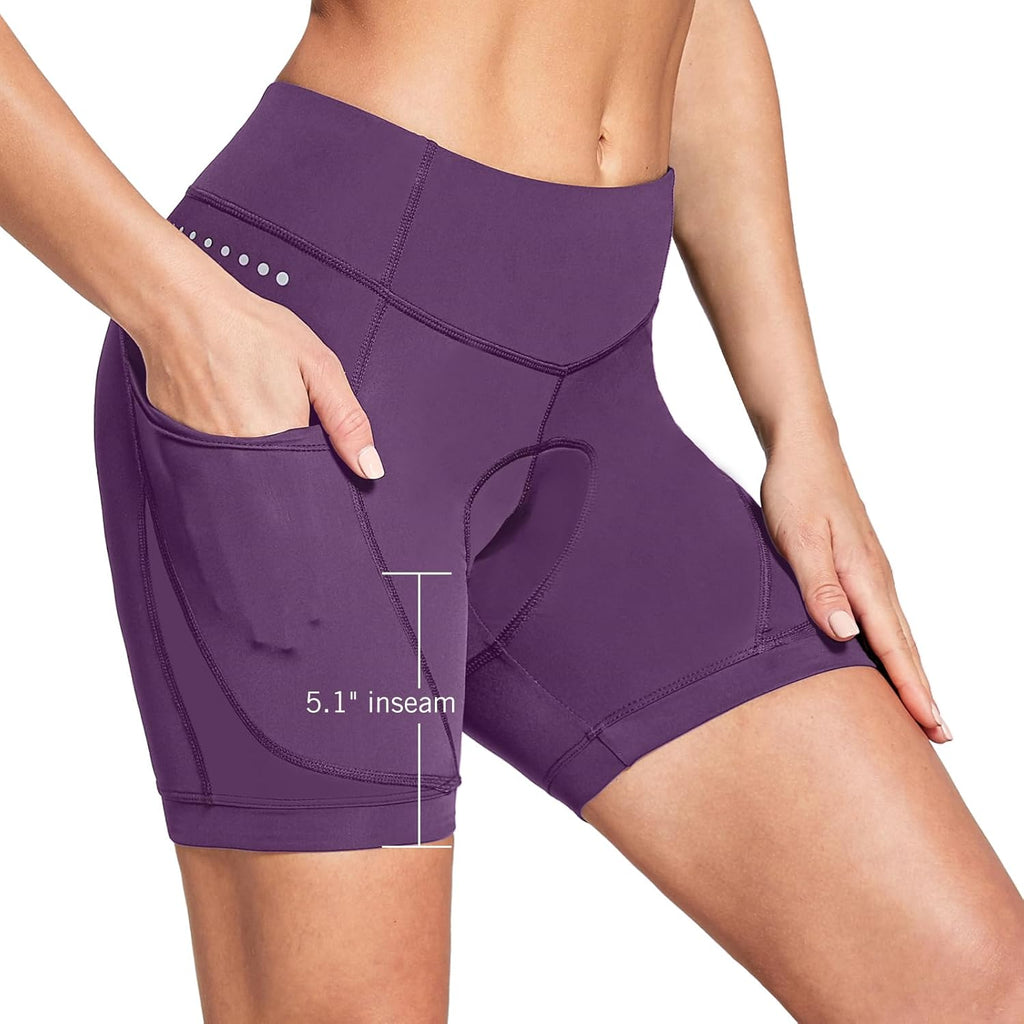 5" Bike Shorts Women 4D Padded Pockets Cycling Shorts Mountain Biking Bicycle Spin Gel UPF50+