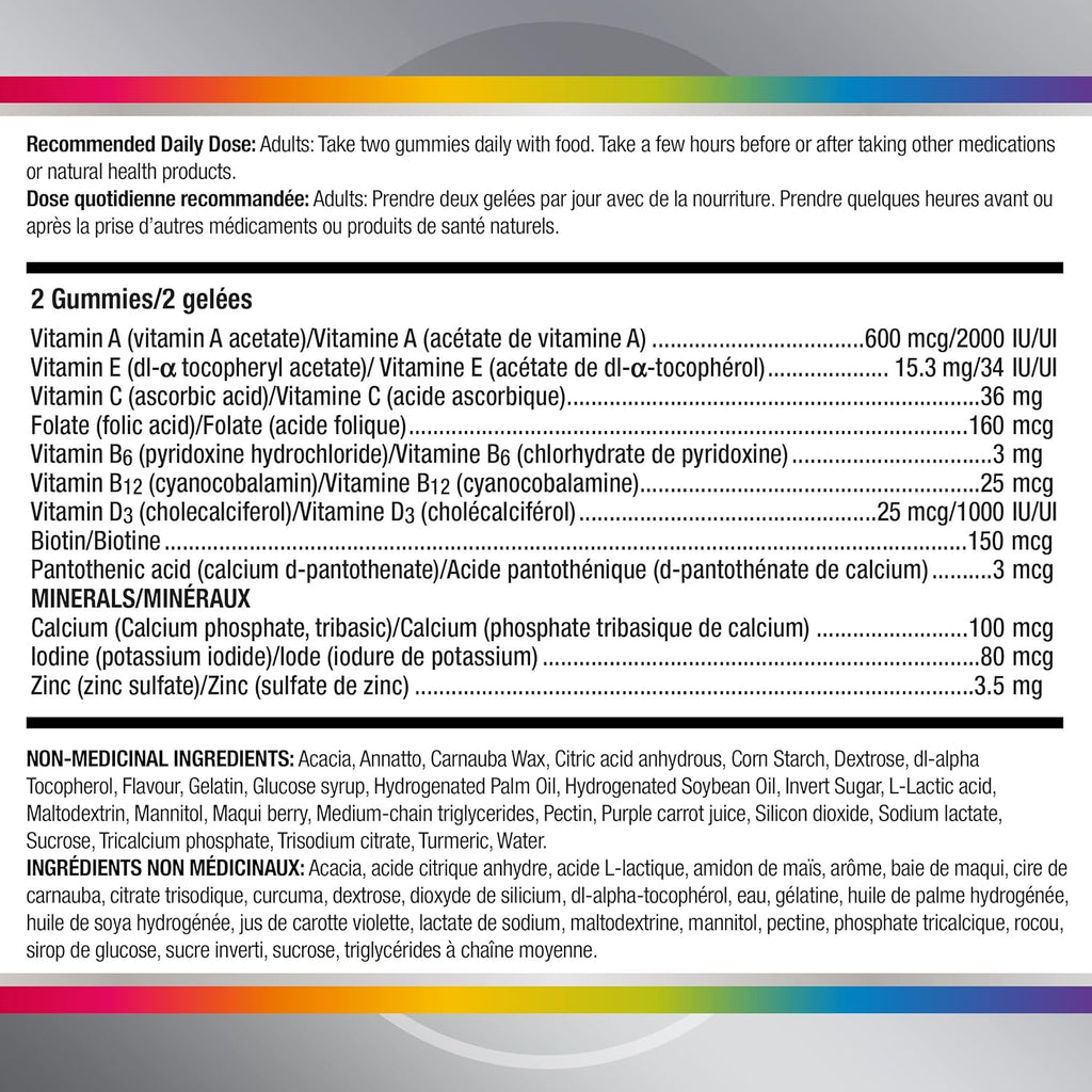 Women 50 plus Multigummies, Multivitamins/Minerals Gummies for Women 50+, Cherry, Berry, and Orange Flavours, 120 Gummies (Packaging May Vary)