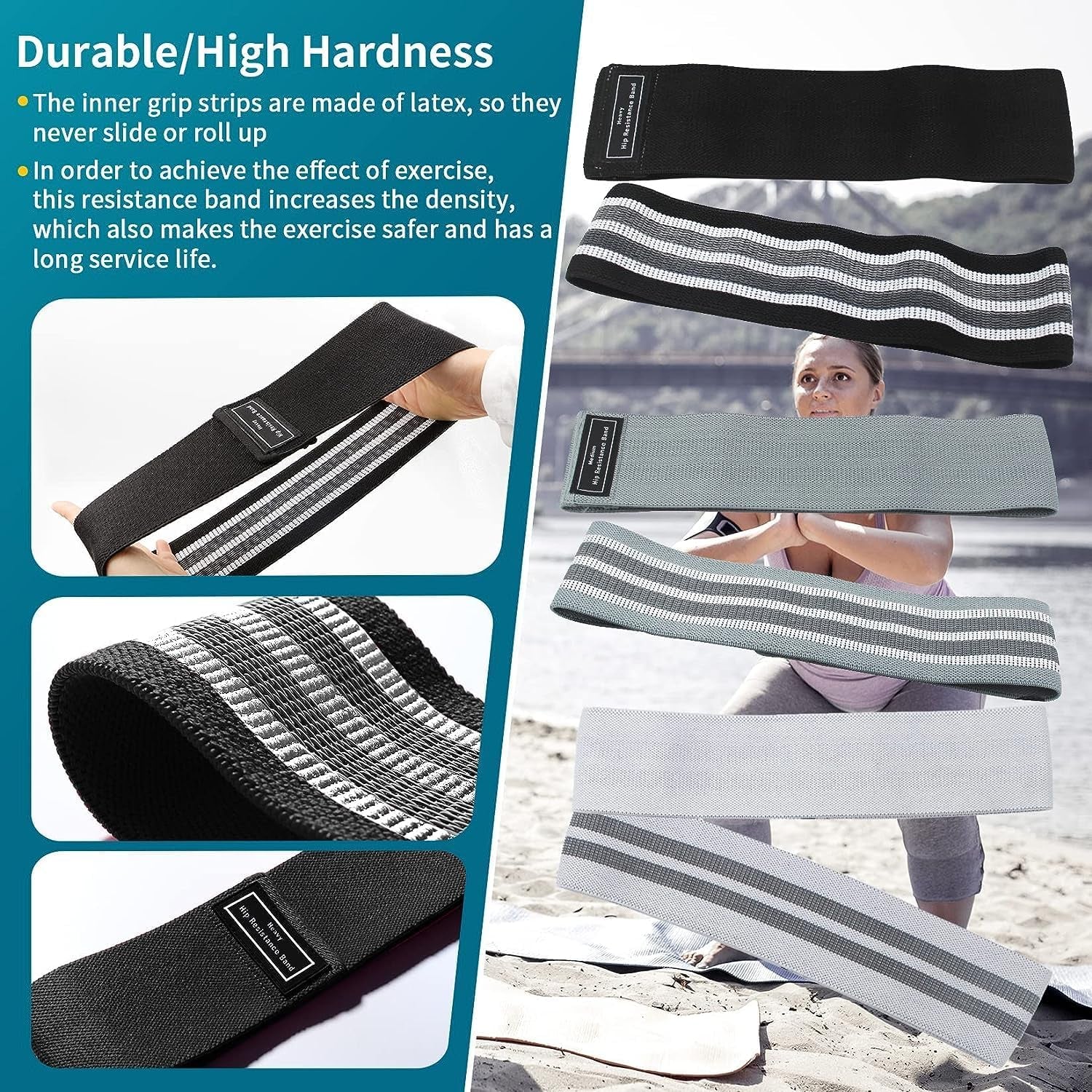 Resistance Bands Sets Portable Exercise Loops for Legs and Hip 3 Resistance Level Workout Weight Bands with Non-Slip Design Workout Flexbands for Home Gym Office Yoga Pilates