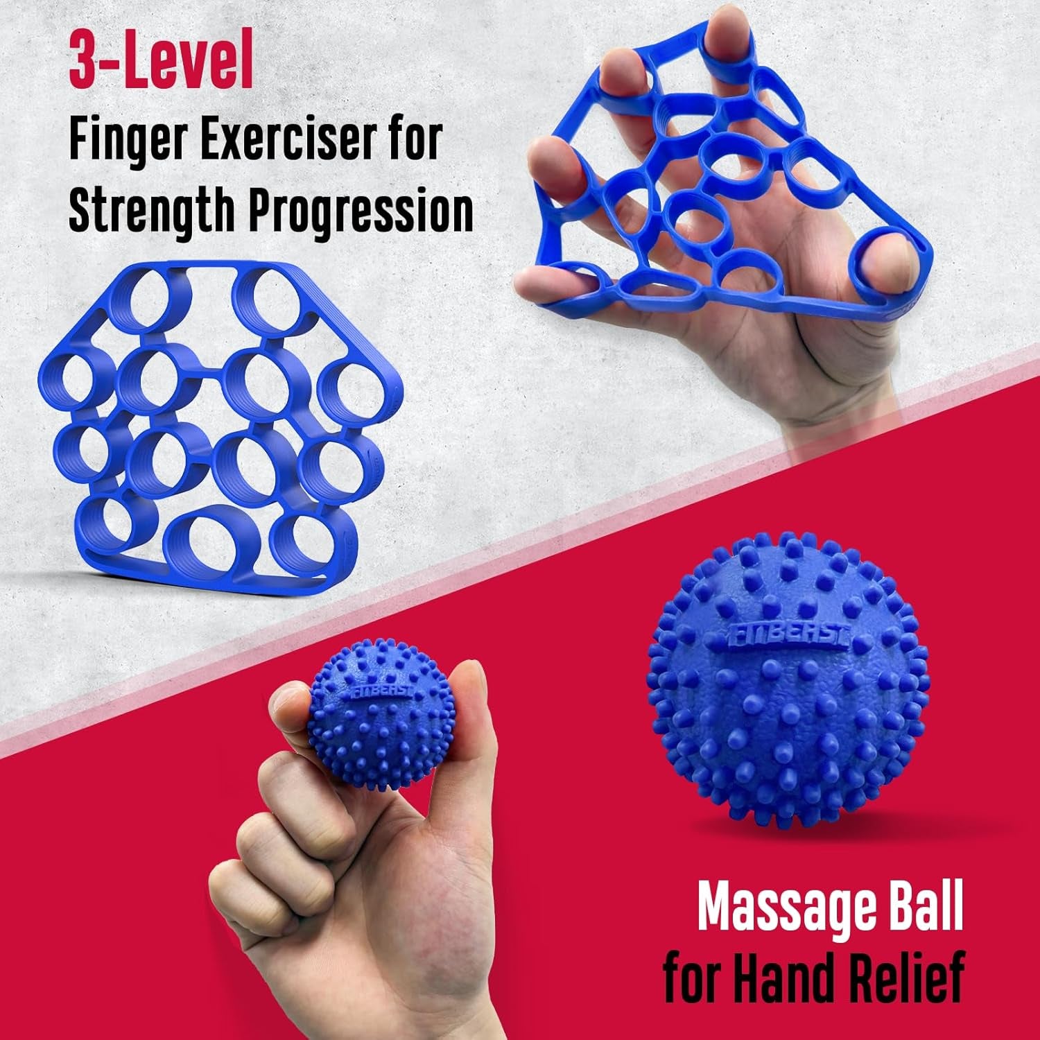 Grip Strength Trainer, Hand Gripper Strengthener Kit - 6 Pack with Adjustable Resistance Forearm Strengthener, Forearm Exerciser and Massage Balls for Hand Therapy, Grip Training