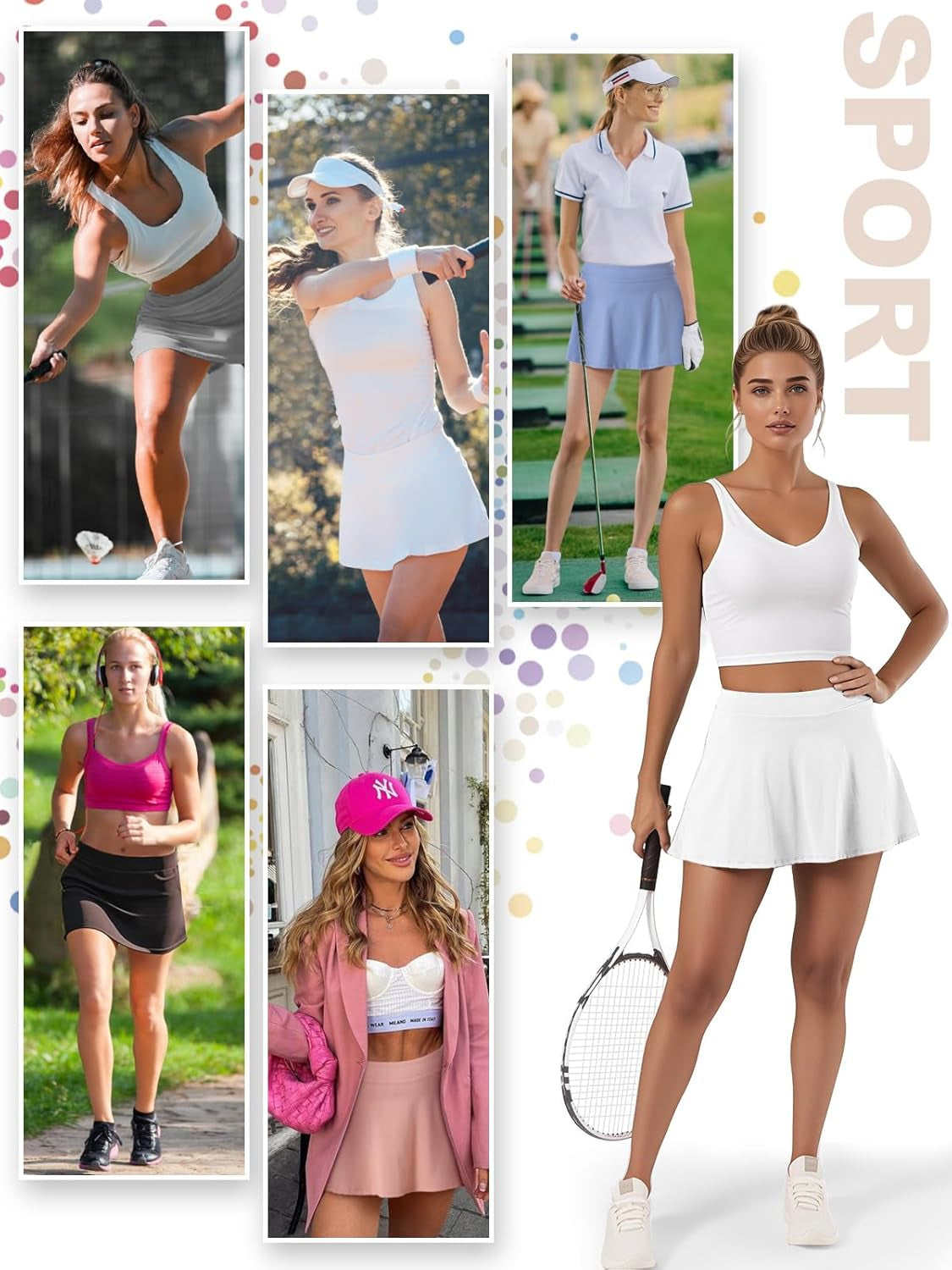 Tennis Skirt for Women Golf Skort High Waisted Pleated Athletic Skirt with Shorts Pocket Workout Running Pickleball