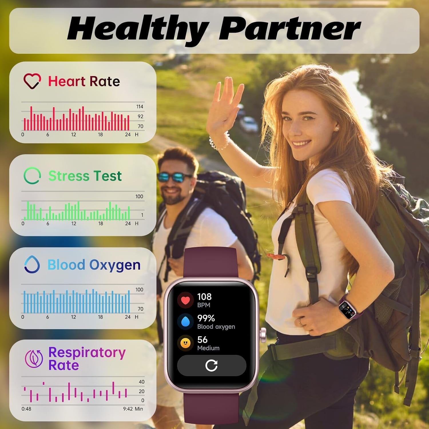 Smart Watch for Men Women with Bluetooth Call, Alexa Built-In, Heart Rate & Sleep Monitor, 1.83" DIY Dial Fitness Watch with 100+ Sport Modes, IP68 Waterproof, Compatible with Android Ios