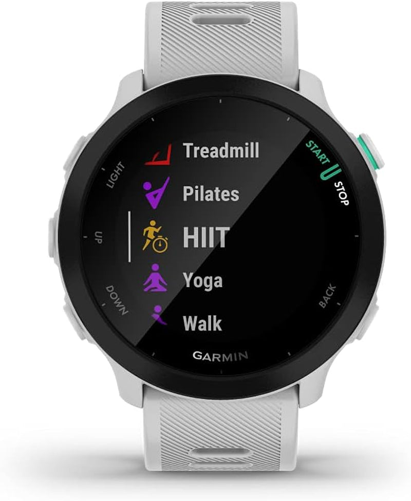 Forerunner 55, GPS Running Watch with Daily Suggested Workouts, up to 2 Weeks of Battery Life, White