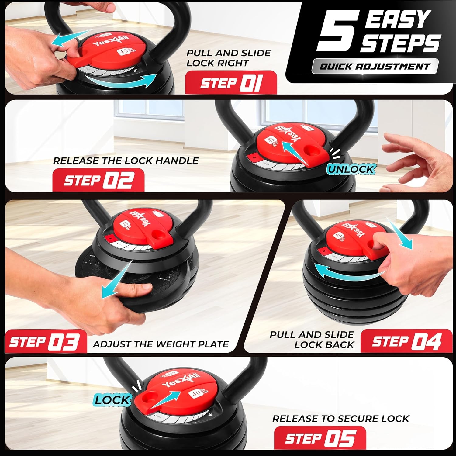 5-50 Lbs Cast Iron Kettlebell for Dumbbell Weights Exercises, Gym, Full Body Home Workout Equipment, Push Up, Grip and Strength Training