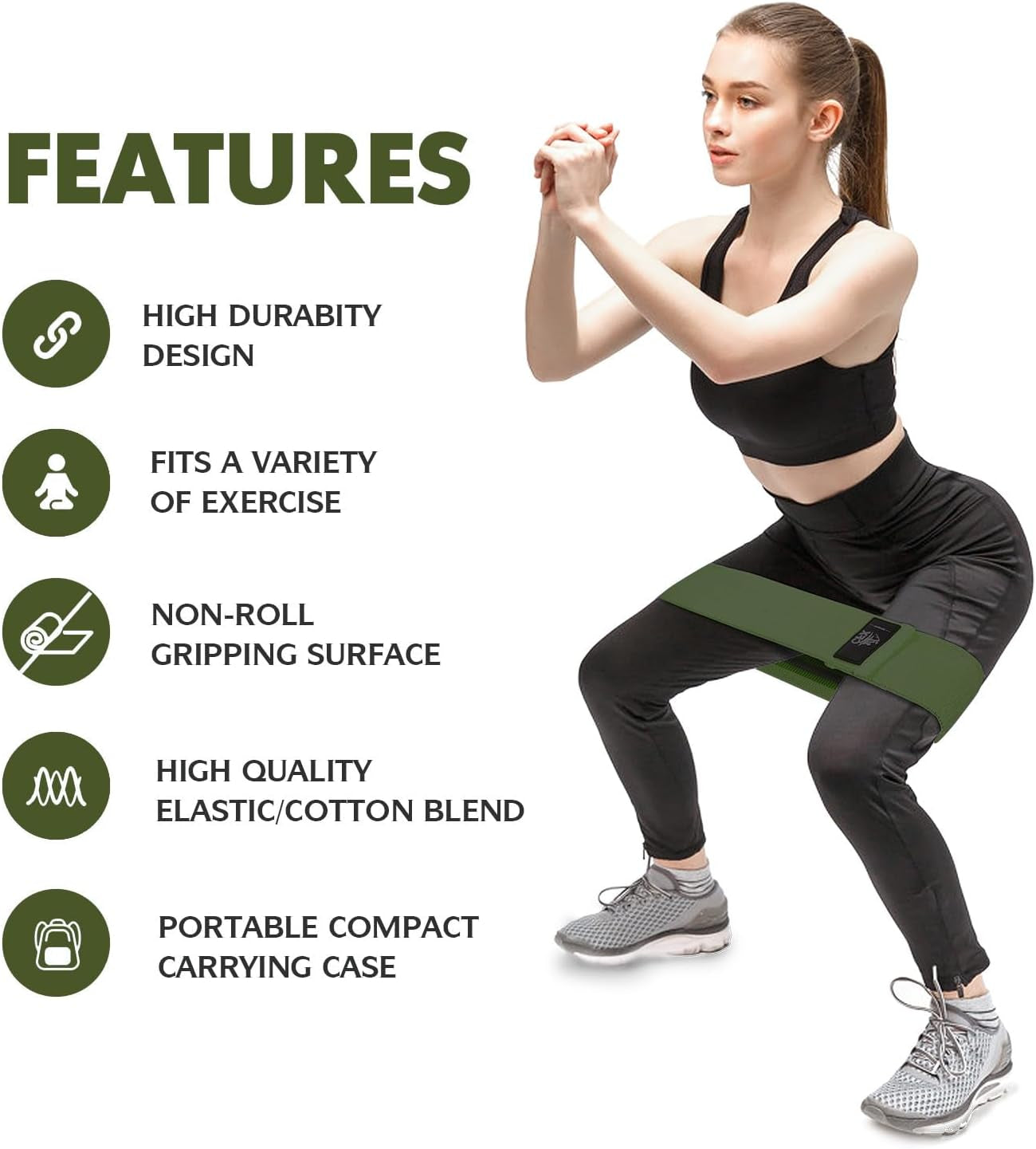 Resistance Bands 3 Sets, Premium Exercise Loops with Non-Slip Design for HIPS & Glutes, 3 Resistance Level Workout Booty Bands for Women and Men