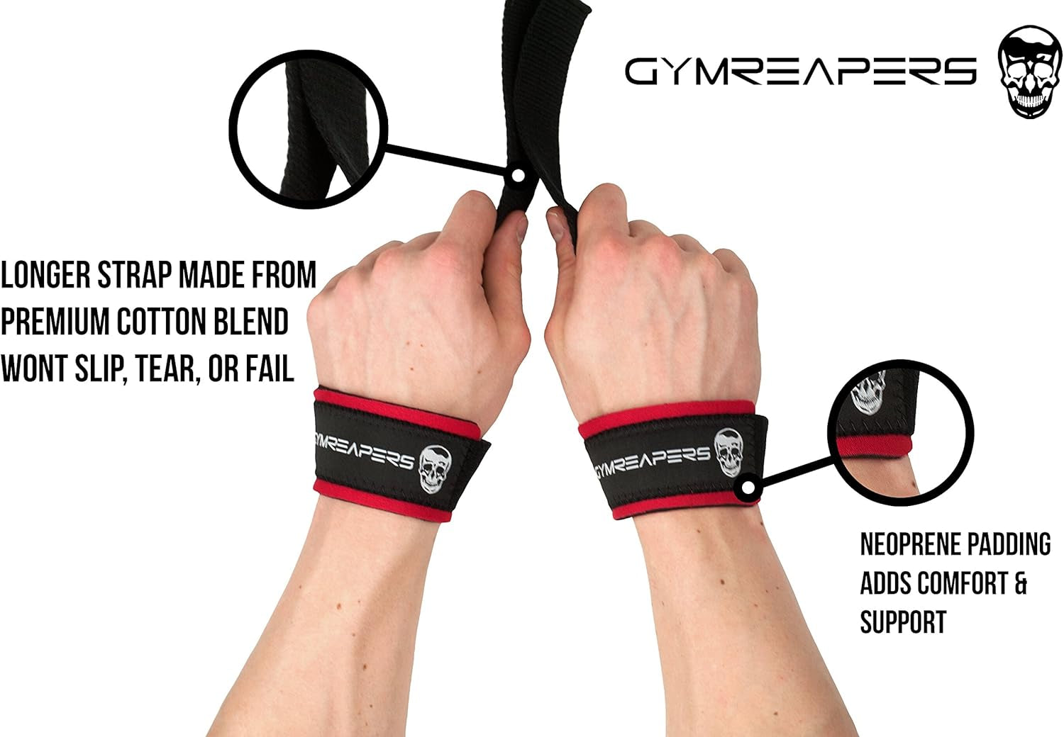 Lifting Wrist Straps for Weightlifting, Bodybuilding, Powerlifting, Strength Training, & Deadlifts - Padded Neoprene with 18 Inch Cotton