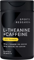 2-In-1 L-Theanine Supplement with Caffeine & MCT Oil from Organic Coconuts - Focused Energy, Alertness & Relaxation without Drowsiness - 200Mg L Theanine, 100Mg Caffeine - 60 Softgels