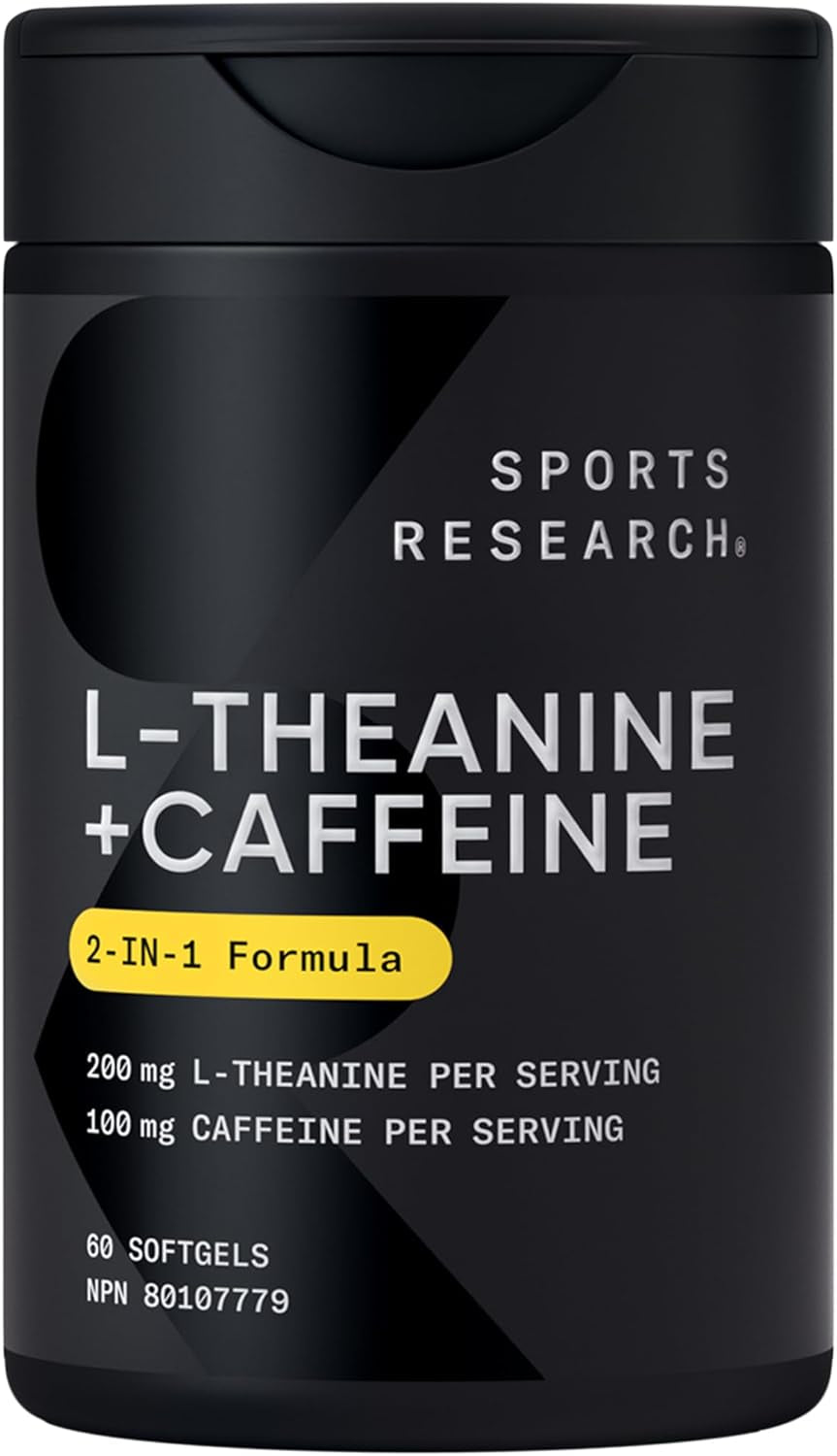 2-In-1 L-Theanine Supplement with Caffeine & MCT Oil from Organic Coconuts - Focused Energy, Alertness & Relaxation without Drowsiness - 200Mg L Theanine, 100Mg Caffeine - 60 Softgels