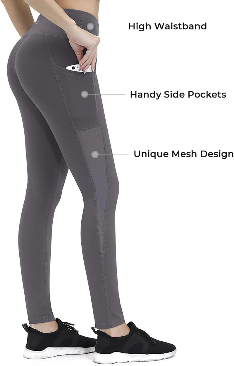 Leggings for Women Mesh Yoga Pants with Pockets Gym Workout Running