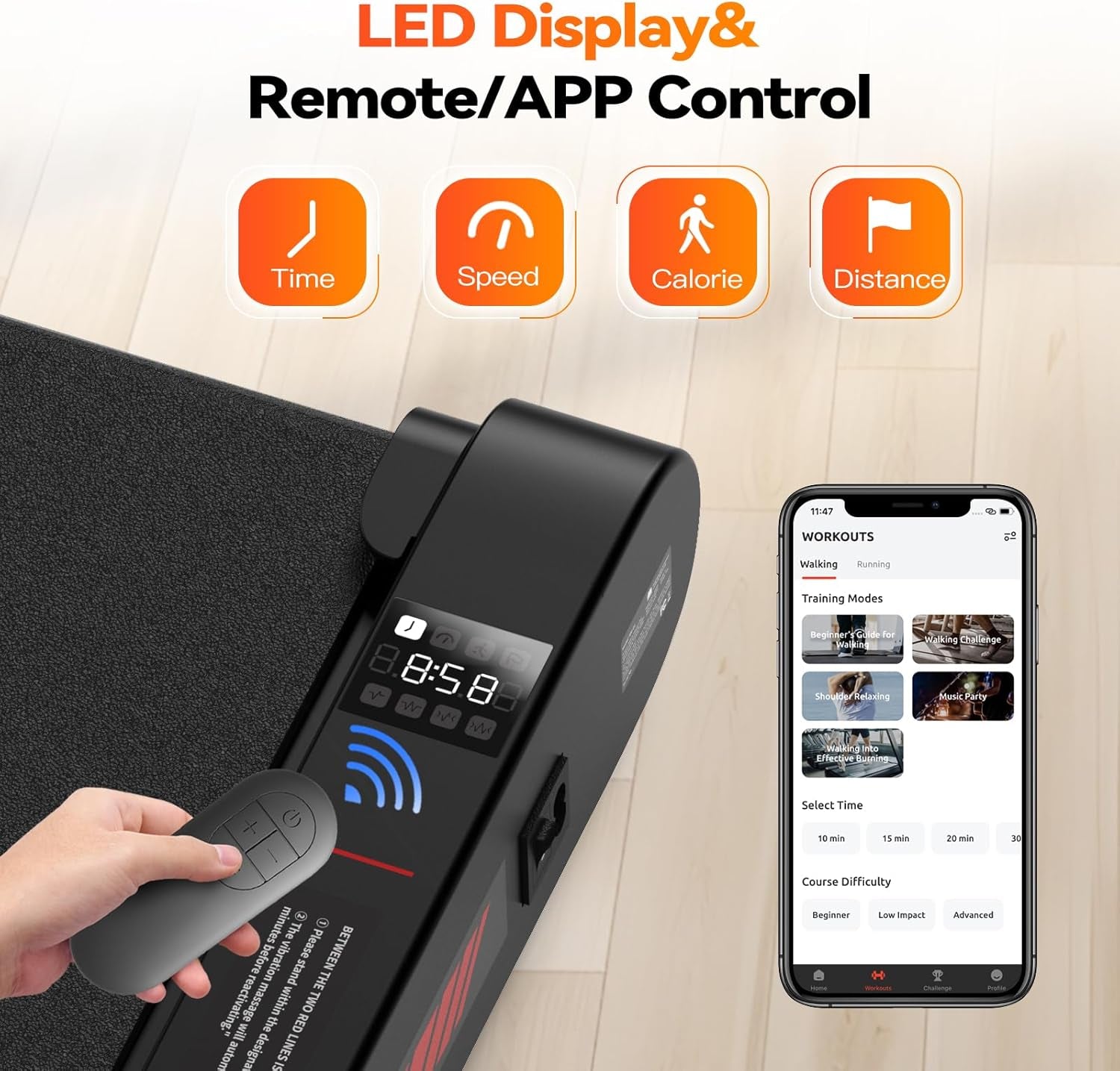 4 in 1 Walking Vibration Pad Treadmill, Walking Treadmill Pad for Home with Remote Control and APP