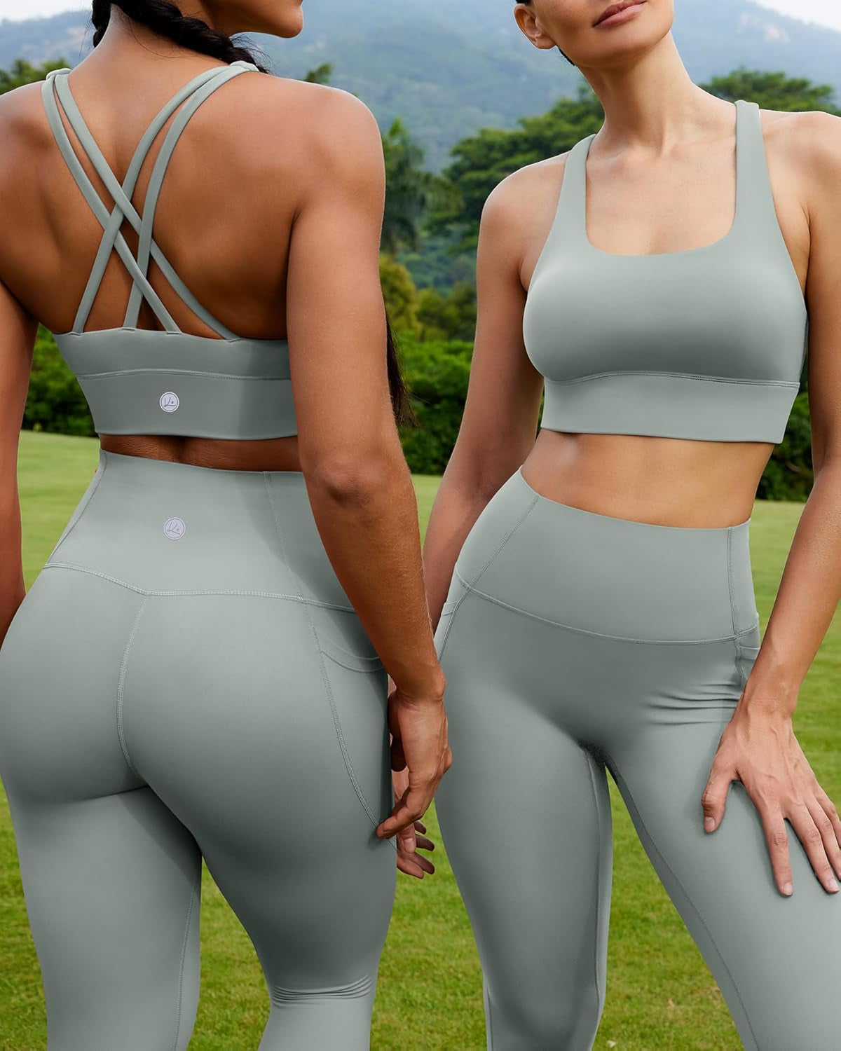 Bareluxe Womens Leggings with Pockets 25" No Front Seam High Waisted Workout Gym Yoga Pants Tights