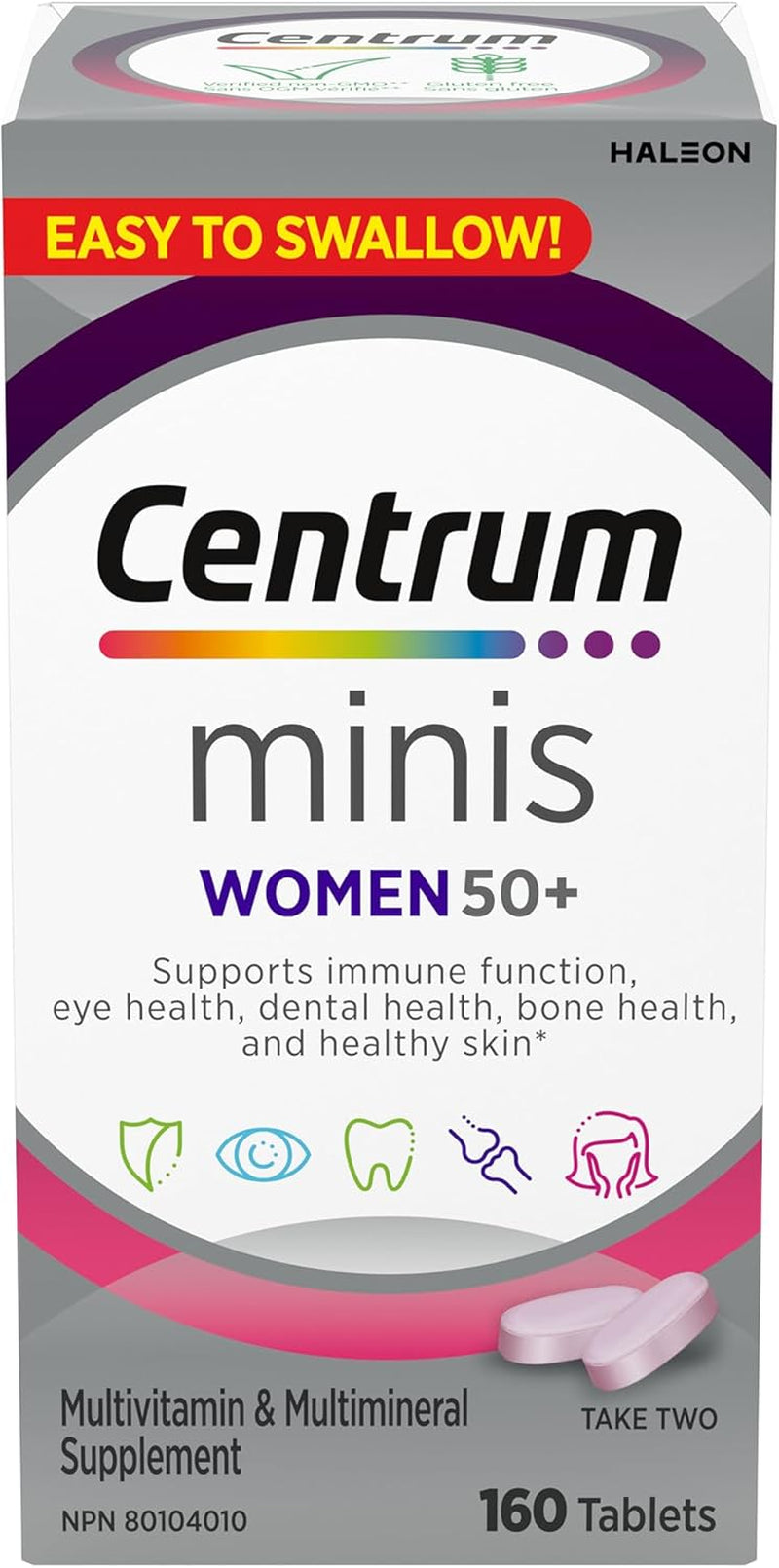 Women 50 plus Multivitamins/Minerals Supplement for Women 50+, 160 Mini Tablets