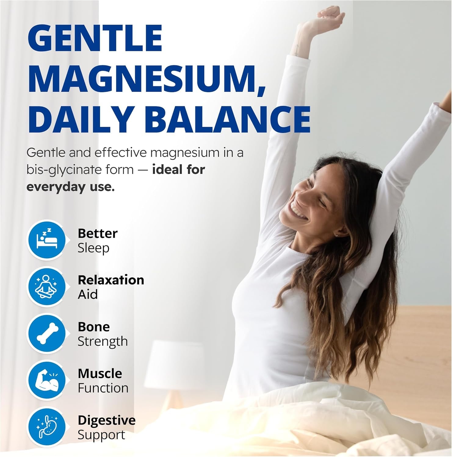 Magnesium Bis-Glycinate Gentle 200Mg, 120 V-Caps 120-Day Supply - Pure Elemental Magnesium Supplement, Supports Bone and Muscle Function, Gentle on Stomach, Perfect for Daily Magnesium Needs