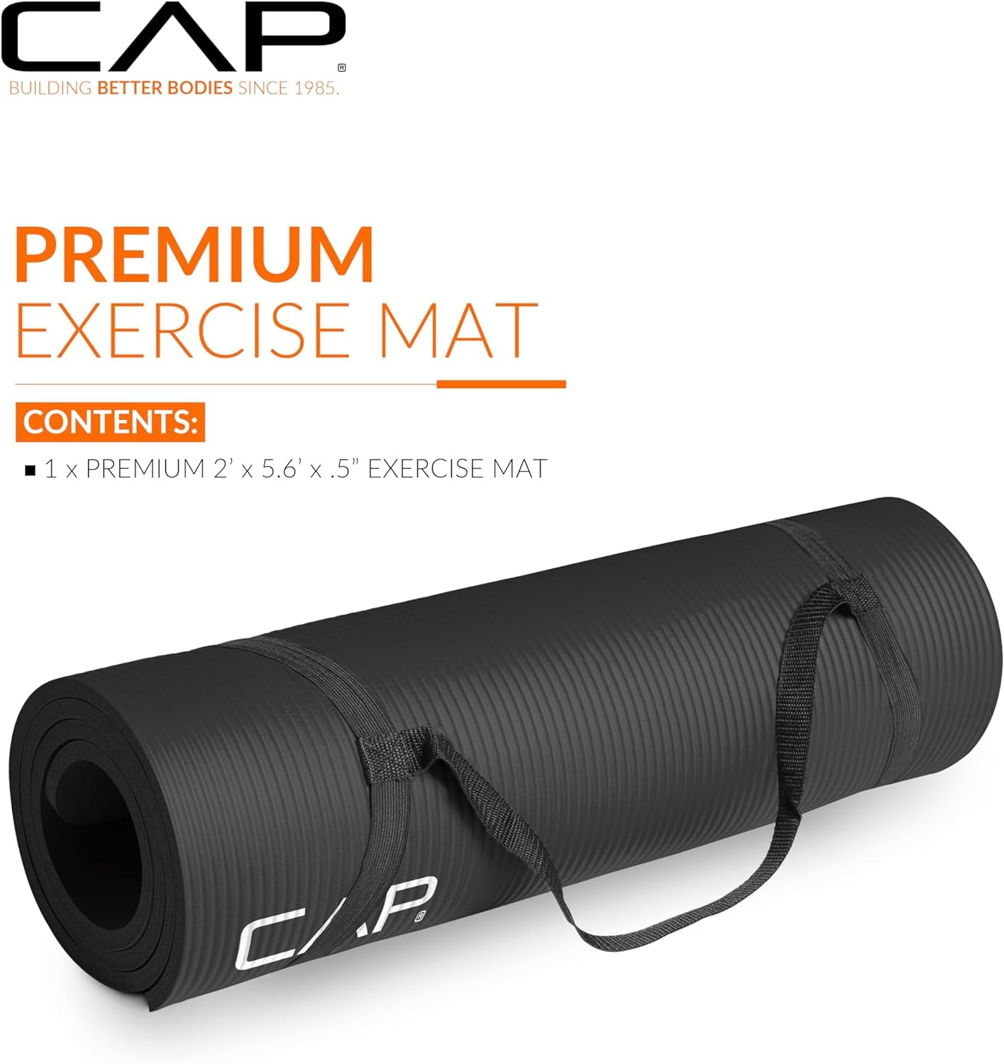 1/2-Inch High Density Exercise Yoga Mat with Strap | Multiple Options
