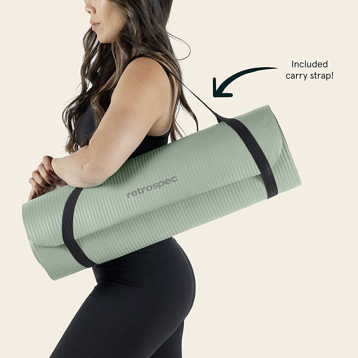 Solana Yoga Mat 1/2" Thick W/Nylon Strap for Men & Women - Non Slip Excercise Mat for Yoga, Pilates, Stretching, Floor & Fitness Workouts