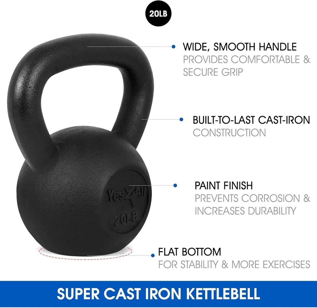 5-50 Lbs Cast Iron Kettlebell for Dumbbell Weights Exercises, Gym, Full Body Home Workout Equipment, Push Up, Grip and Strength Training