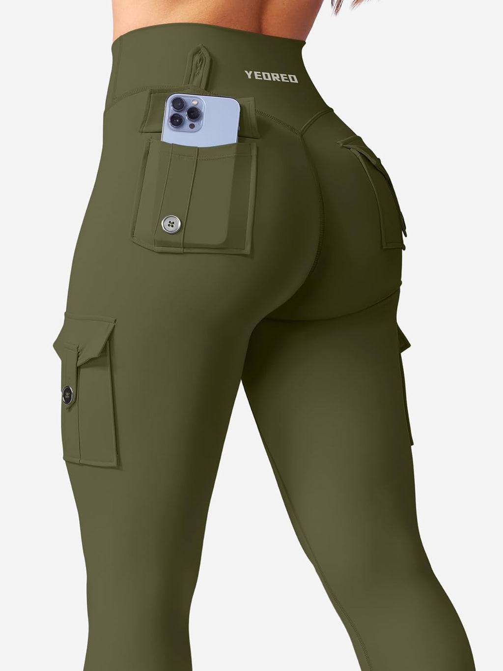 Workout Cargo Leggings with Pockets for Women No Front Seam Hidden Scrunch Hedda Leggings Compression Gym Yoga Pants