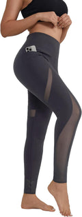 Leggings for Women Mesh Yoga Pants with Pockets Gym Workout Running
