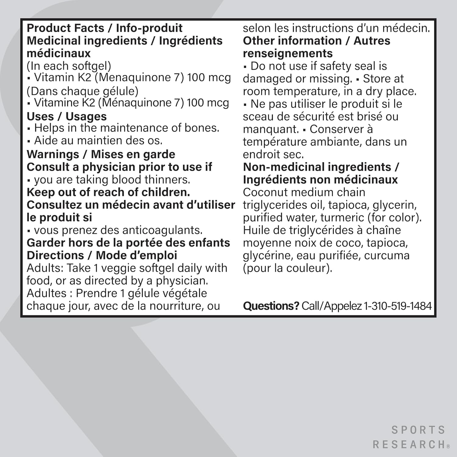 ® Vitamin K2 as MK7 with Coconut MCT Oil | Non-Gmo Verified, Vegan Certified (60 Veggie-Softgels)