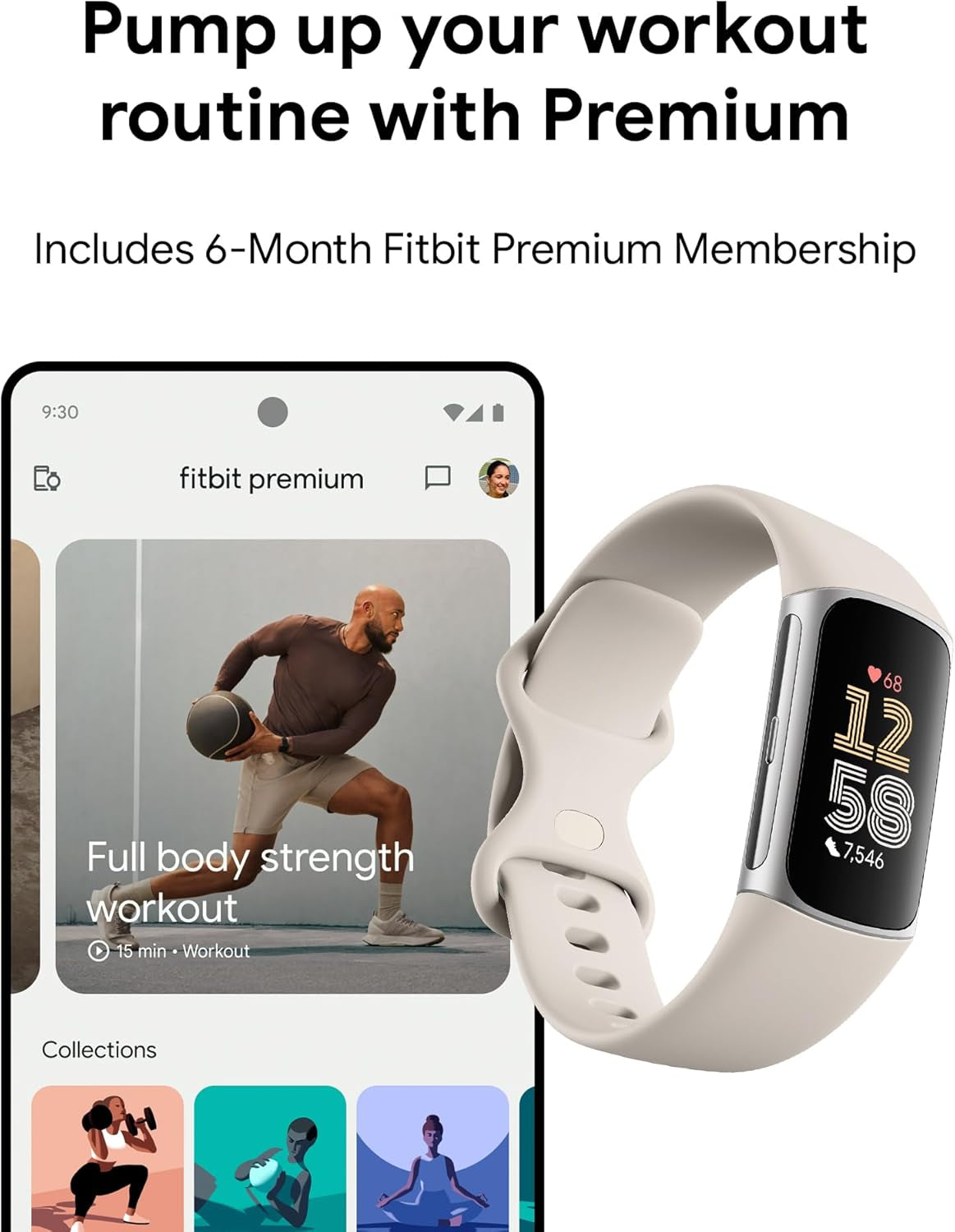 Google  Charge 6 Advanced Health and Fitness Tracker with Built-In GPS, Stress Management Tools, Sleep Tracking, 24/7 Heart Rate and More -- Silver/White