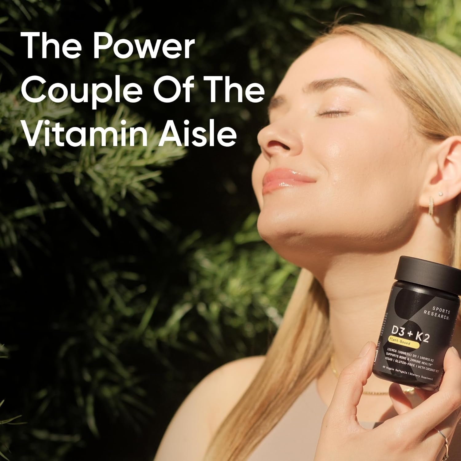 Vitamin D3 + K2 with 1000Iu of Plant-Based D3 & 120Mcg of Vitamin K2 as MK-7 Non-Gmo Verified & Vegan Certified,Softgel (60Ct)