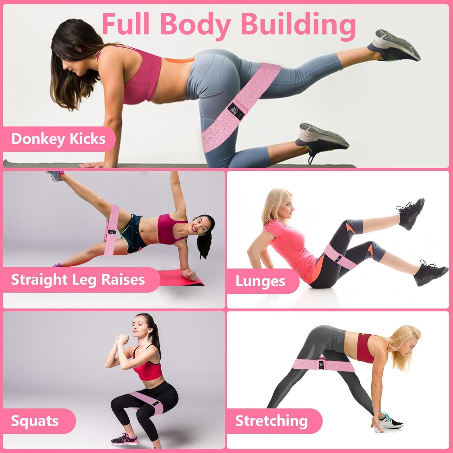 Resistance Bands 3 Sets, Premium Exercise Loops with Non-Slip Design for HIPS & Glutes, 3 Resistance Level Workout Booty Bands for Women and Men