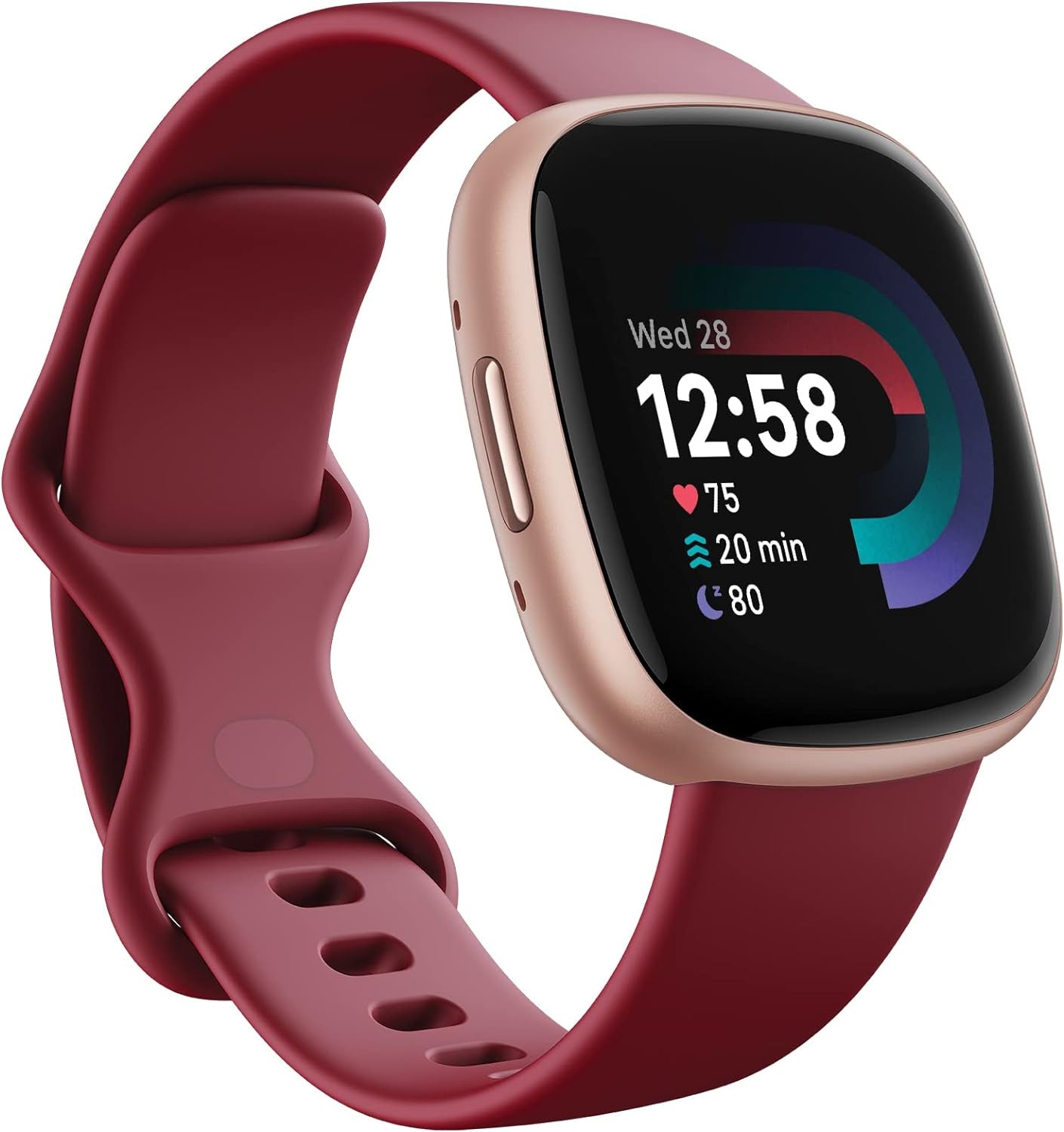 Google  Versa 4 Fitness Smart Watch for Men and Women with Daily Readiness,Gps,24/7Heart Rate,40+ Exercise Modes,Sleep Tracking and More, Beet Juice/Copper Rose,One Size (S and L Bands Included)